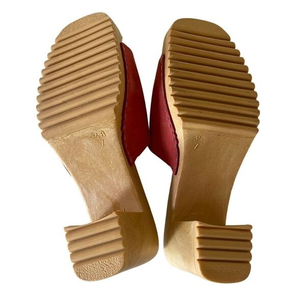 VINTAGE 90s Xhilaration Suede Slide Platform Heels Red Size 7 - Picture 6 of 9